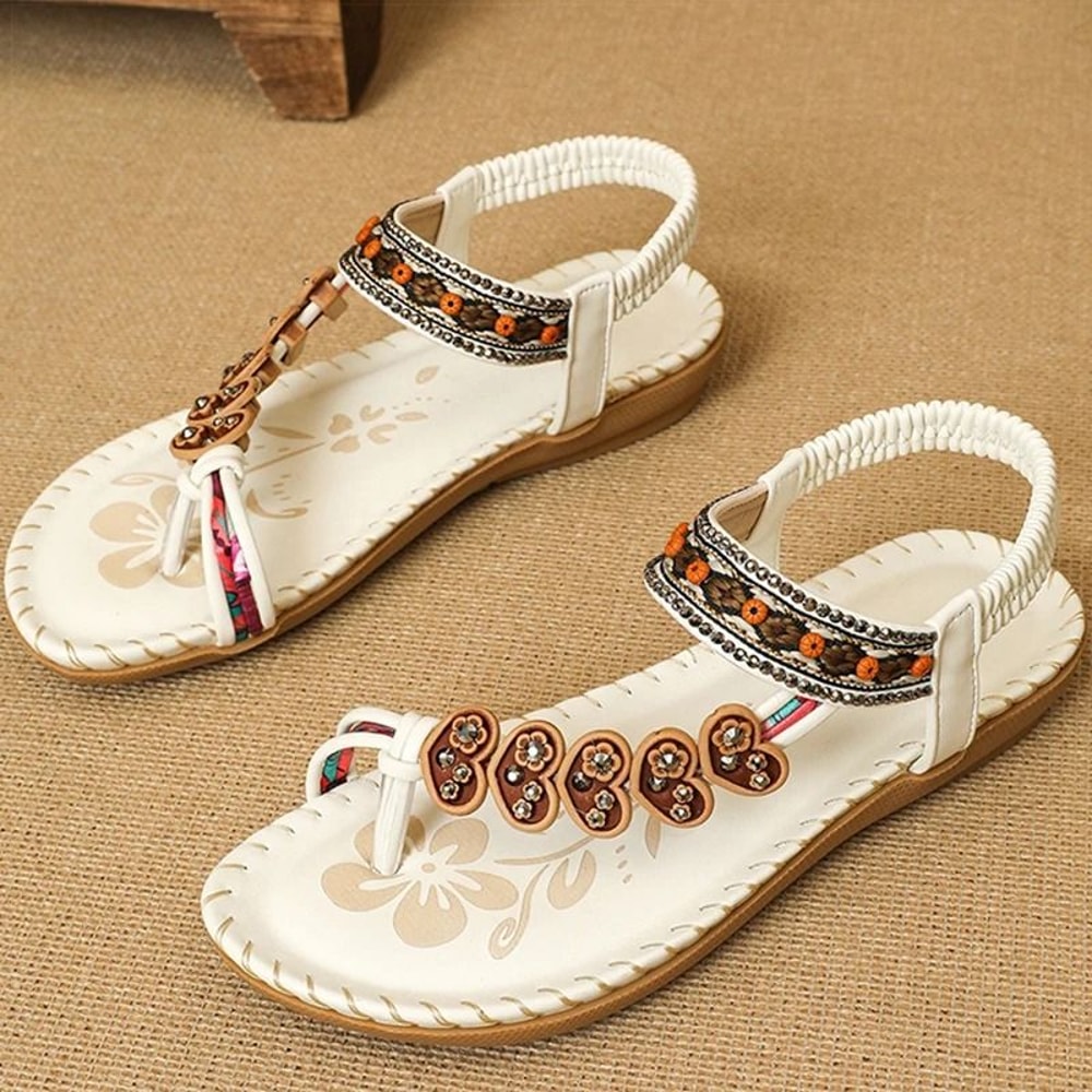 Boho Summer Sandals Womens Beach Flip Flops Low Heel Comfortable Shoes 2