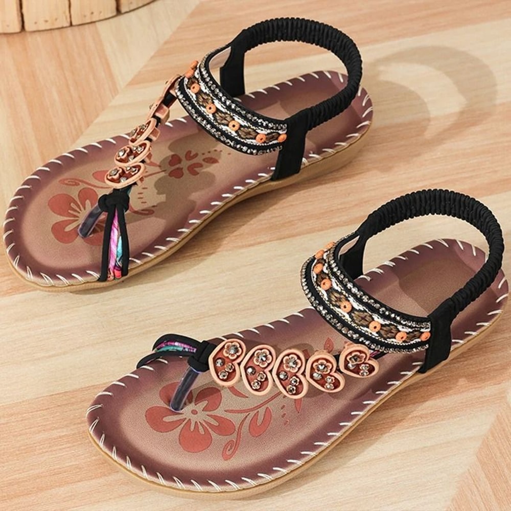 Boho Summer Sandals Womens Beach Flip Flops Low Heel Comfortable Shoes 11