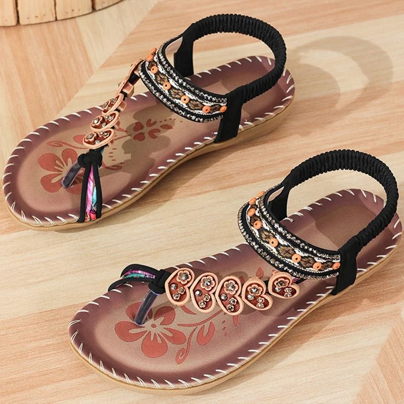 Boho Summer Sandals Womens Beach Flip Flops Low Heel Comfortable Shoes 11