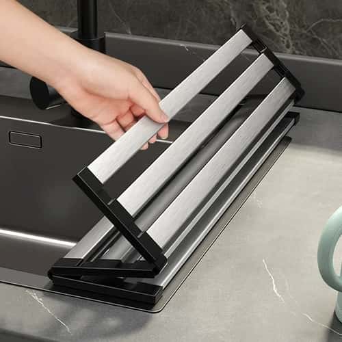 Stainless Steel Sink Drain Rack Foldable Retractable Sink Basket Kitchen Organizer
