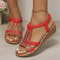 Boho Women Wedge Sandals With Rhinestone Platform And Peep Toe 9