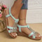 Boho Women Wedge Sandals With Rhinestone Platform And Peep Toe 11