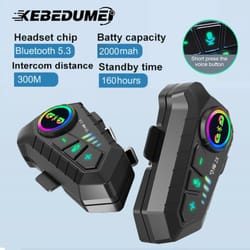 kebidumei motorcycle intercom helmet bluetooth headset for 2 riders waterproof 300m