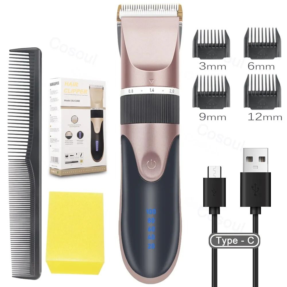 Professional Hair Clipper Cordless Hair Trimmer Rechargeable Electric Barber Kit 3