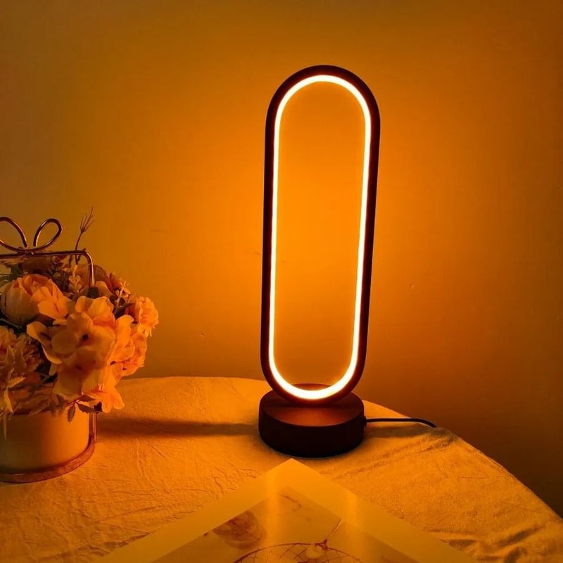 LED Bedside Lamp Three Color Dimming Ring Table Lamp Bedroom Night Light 2