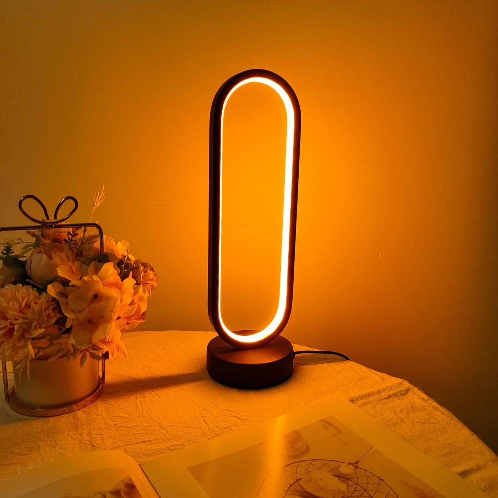 LED Bedside Lamp Three Color Dimming Ring Table Lamp Bedroom Night Light 5