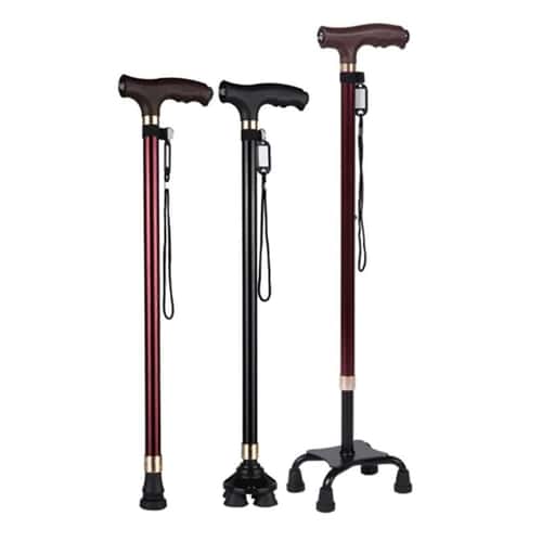 Non Slip Retractable Walking Cane with LED Light Aluminum Alloy Elderly Support Stick