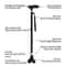 Non Slip Retractable Walking Cane With LED Light Aluminum Alloy Elderly Support Stick 9
