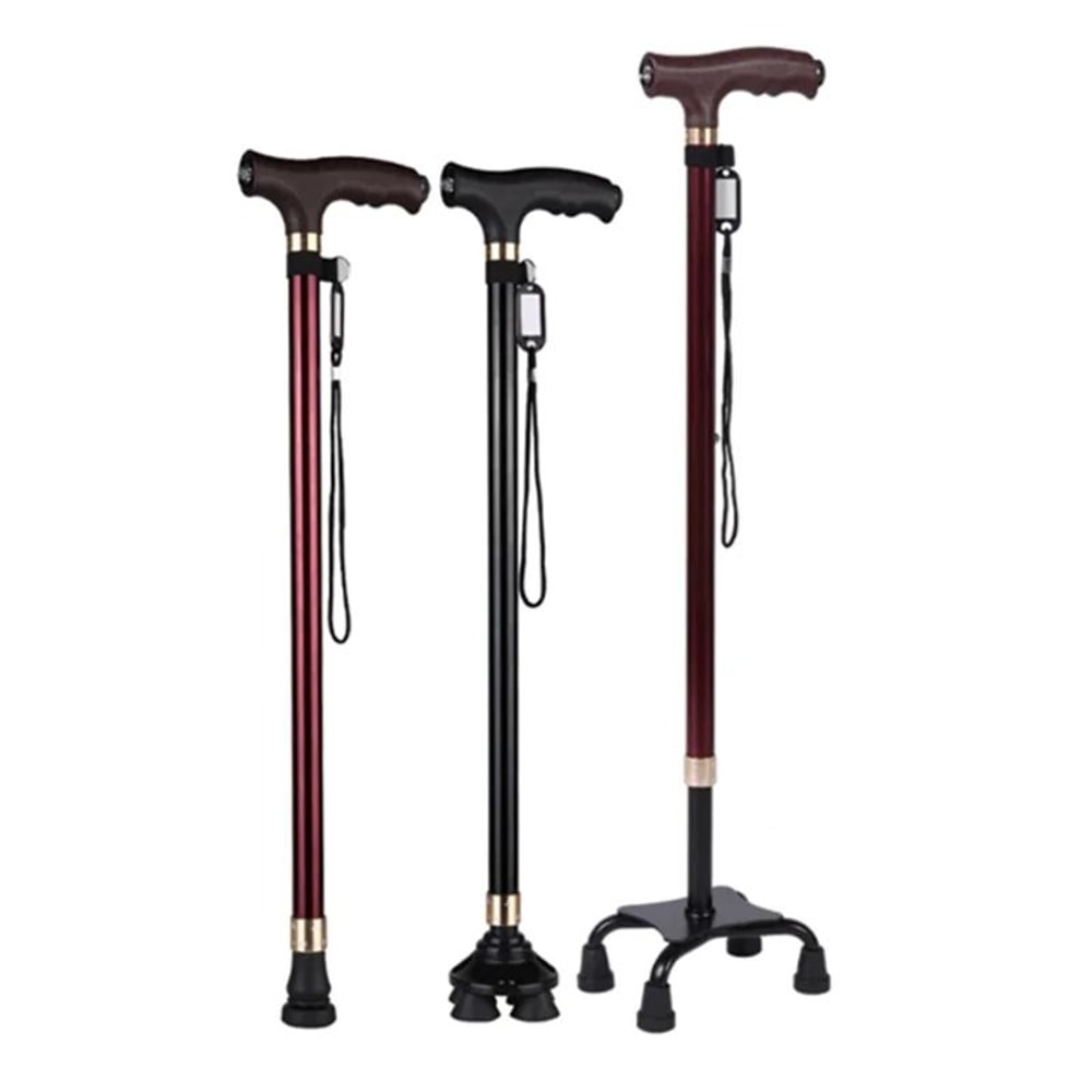 Non Slip Retractable Walking Cane With LED Light Aluminum Alloy Elderly Support Stick 14