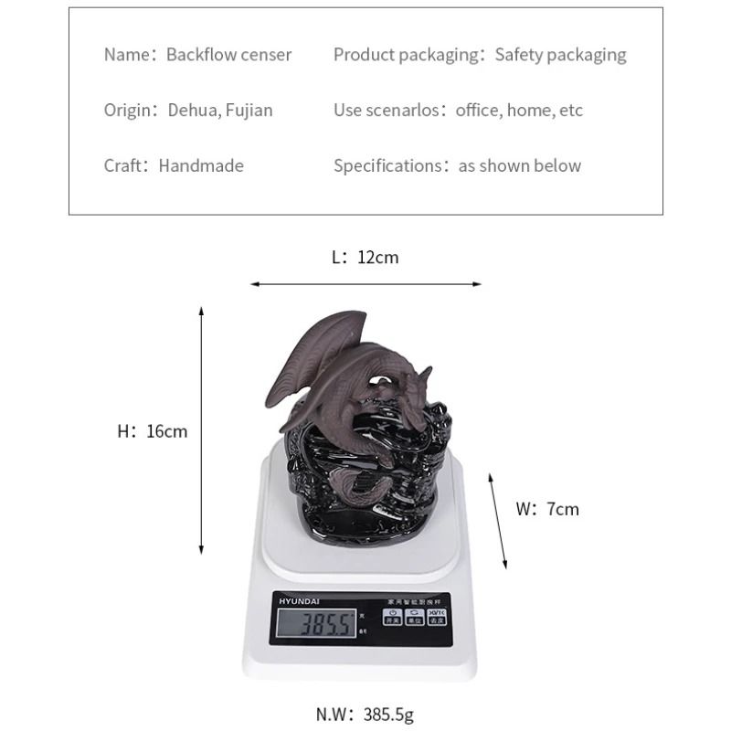 Ceramic Dragon Backflow Incense Burner Vintage Aromatherapy Tabletop Decor 1