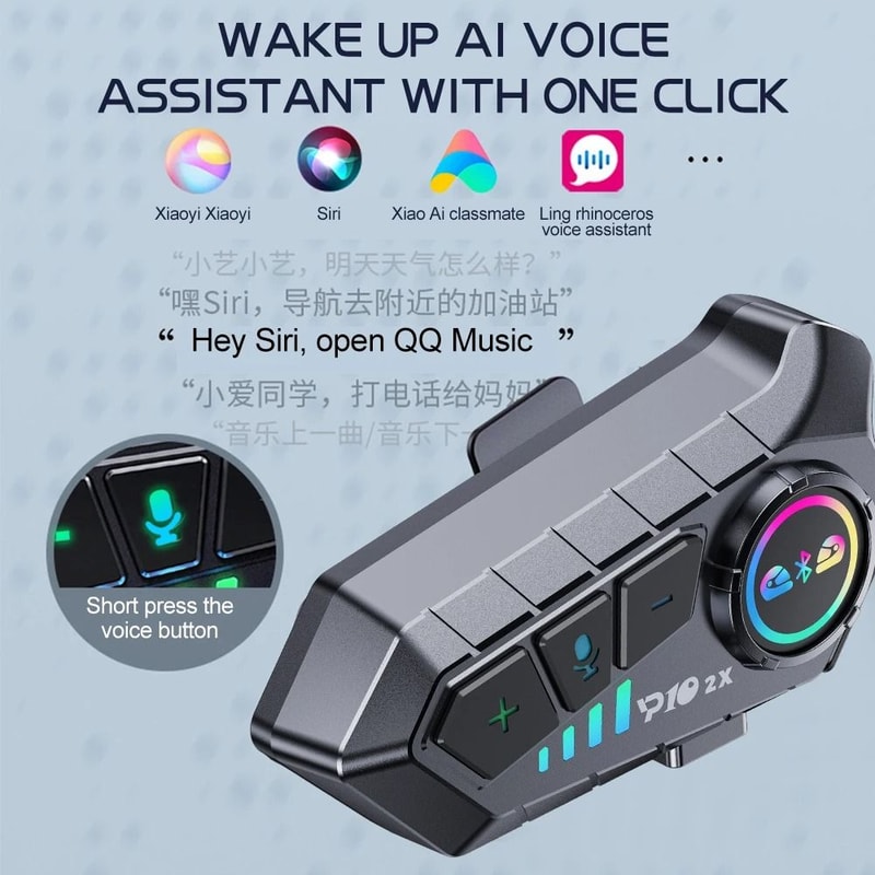 Kebidumei YP10 2X Motorcycle Intercom Headset Bluetooth 53 Waterproof 300m 7