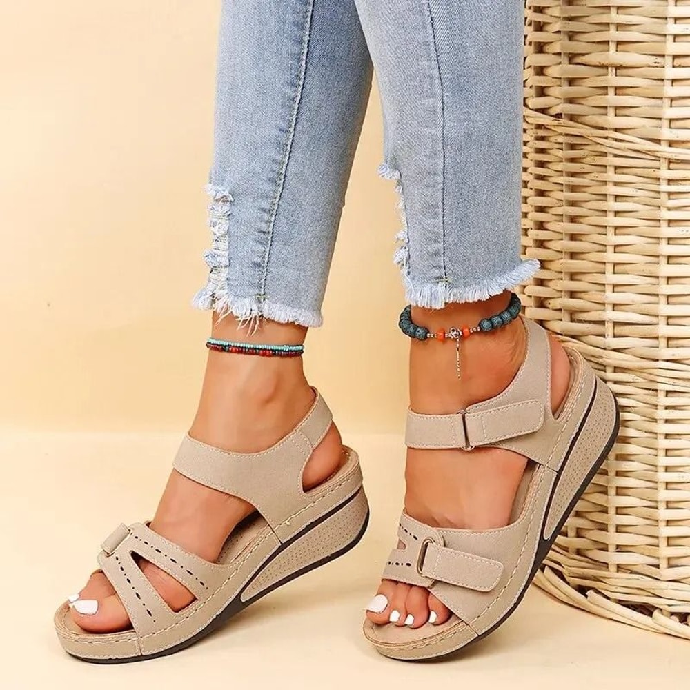 Summer Wedge Sandals For Women Non Slip Beach Platform Shoes Lightweight Plus Size 3