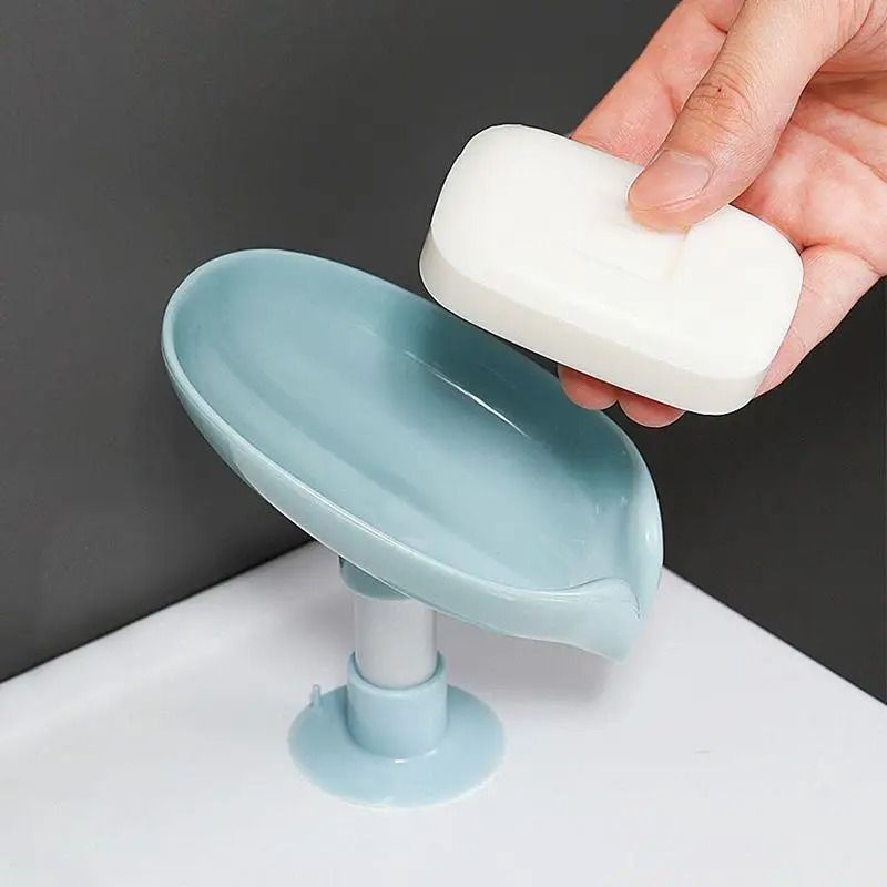 Leaf Shape Draining Soap Holder Suction Cup Soap Dish Bathroom Soap Drainer 6