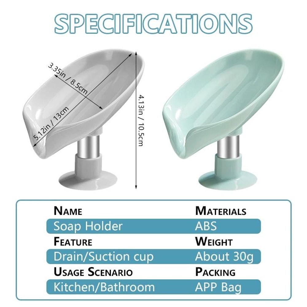 Leaf Shape Draining Soap Holder Suction Cup Soap Dish Bathroom Soap Drainer 10