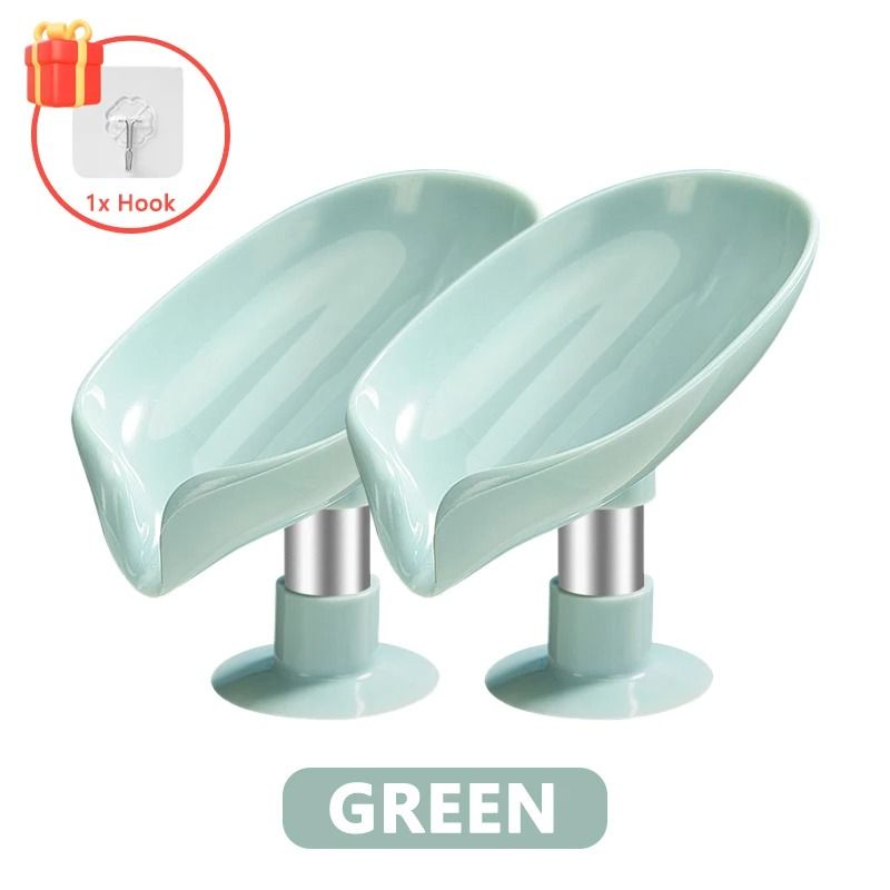 Leaf Shape Draining Soap Holder Suction Cup Soap Dish Bathroom Soap Drainer 3