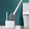 Silicone Toilet Brush Flat Head Flexible Wall Mounted Toilet Bowl Cleaner Set 0