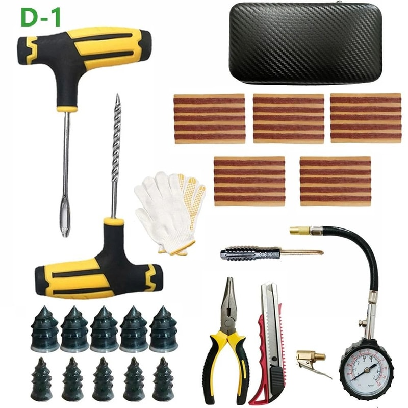 Tubeless Tire Repair Kit Tire Plug Tool Set With Rubber Strips For Car And Motorcycle 4