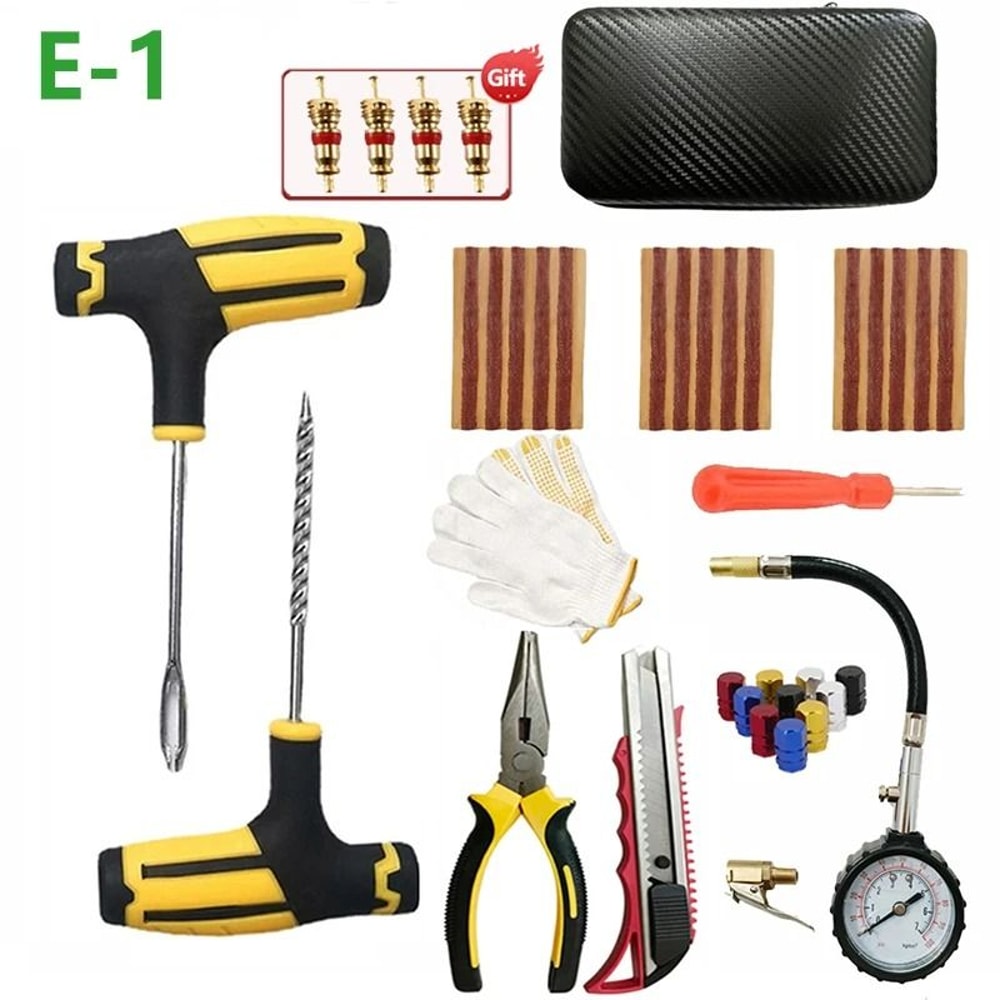 Tubeless Tire Repair Kit Tire Plug Tool Set With Rubber Strips For Car And Motorcycle 5