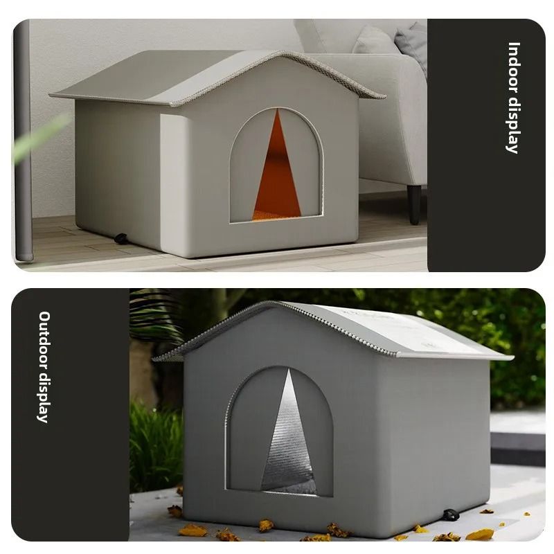 Waterproof Outdoor Cat House Winter Warm Pet Cave Bed Foldable Shelter For Small Dogs And Cats 5