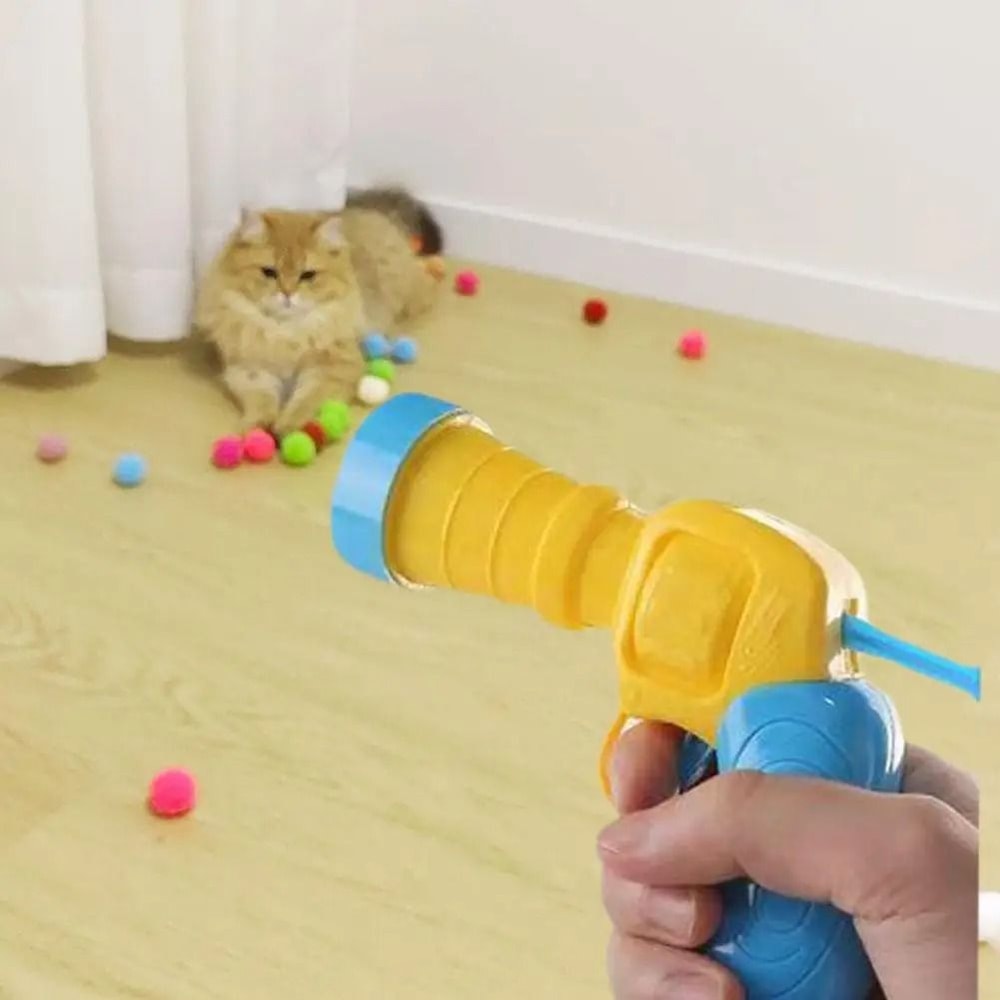 Interactive Cat Ball Launcher Toy Kitten Training Plush Ball Shooting Game Set 5