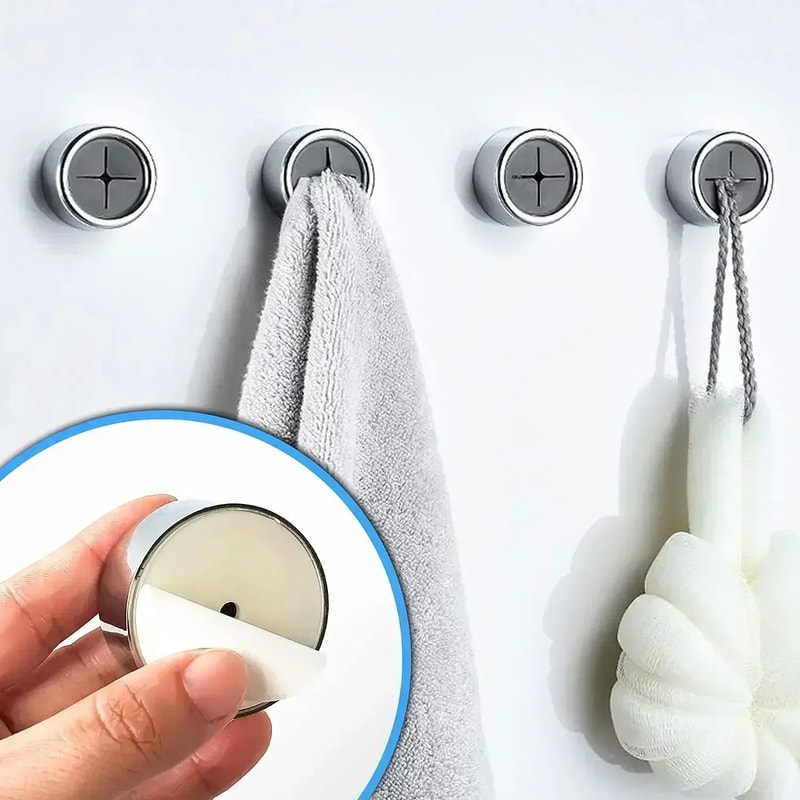 Self Adhesive Towel Holder Clips Wall Mounted Towel Hook Organizer Set 9