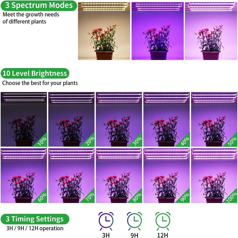 USB LED Grow Light Full Spectrum With Timer Dimmable Indoor Plant Lamp 8