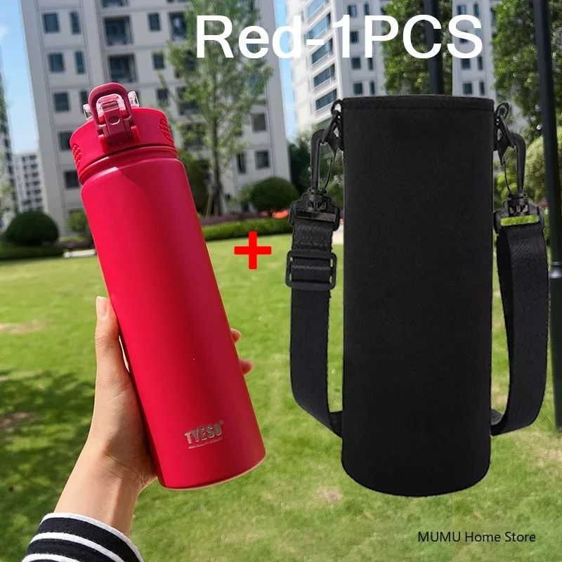 TYESO Stainless Steel Thermos Bottle With Straw 600ml 750ml Insulated Travel Cup 4
