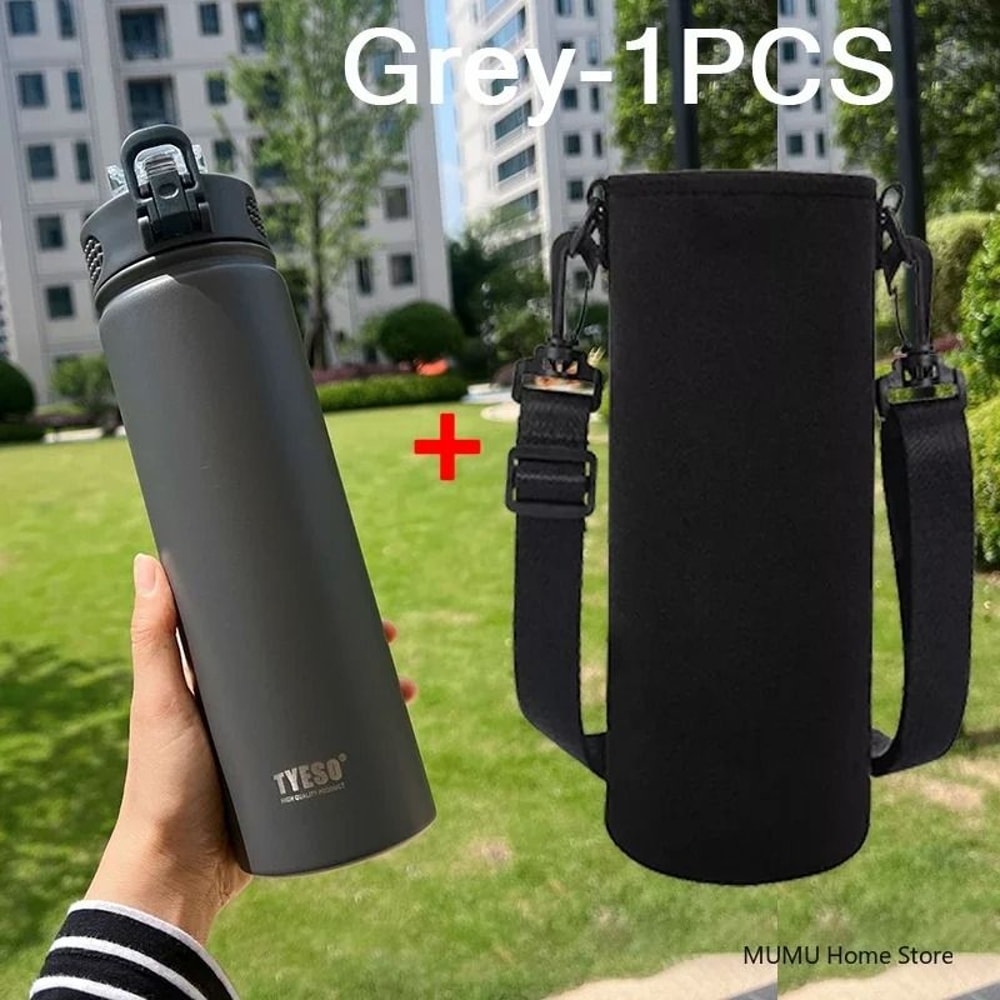 TYESO Stainless Steel Thermos Bottle With Straw 600ml 750ml Insulated Travel Cup 3