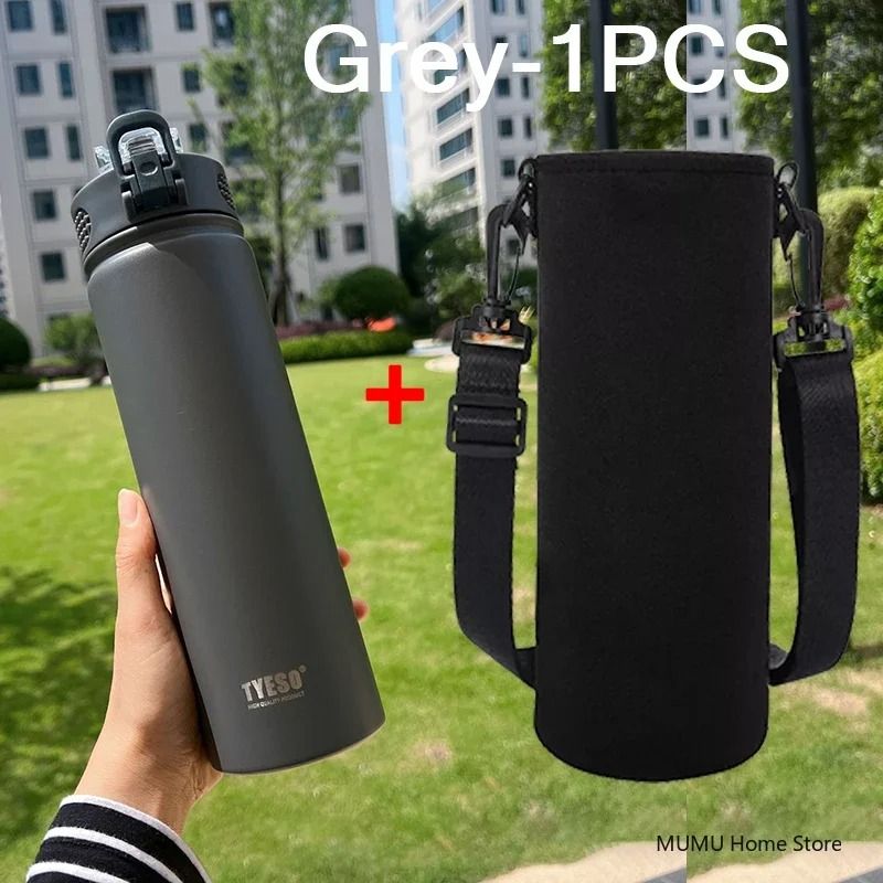 TYESO Stainless Steel Thermos Bottle With Straw 600ml 750ml Insulated Travel Cup 3