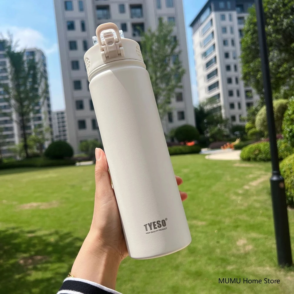 TYESO Stainless Steel Thermos Bottle With Straw 600ml 750ml Insulated Travel Cup 9