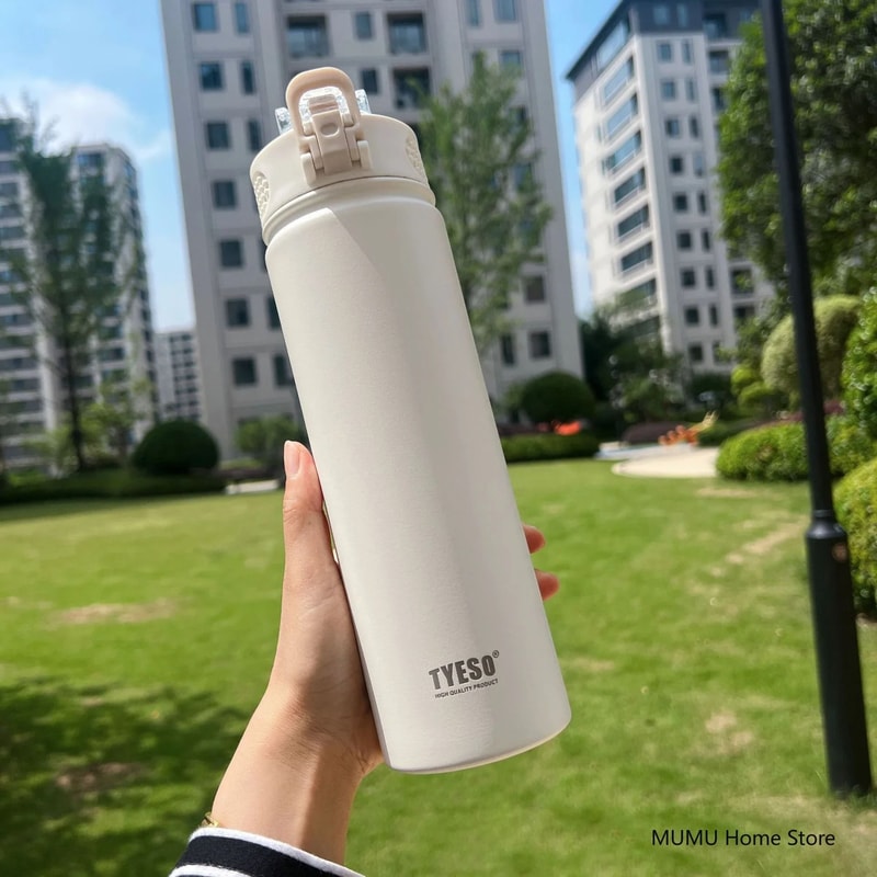 TYESO Stainless Steel Thermos Bottle With Straw 600ml 750ml Insulated Travel Cup 9