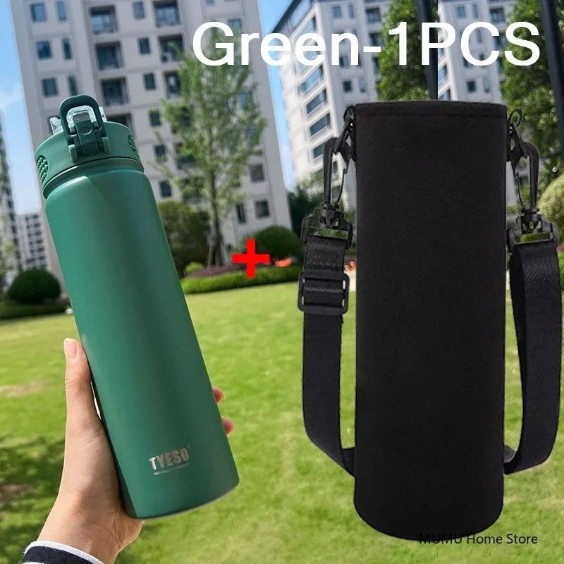 TYESO Stainless Steel Thermos Bottle With Straw 600ml 750ml Insulated Travel Cup 7