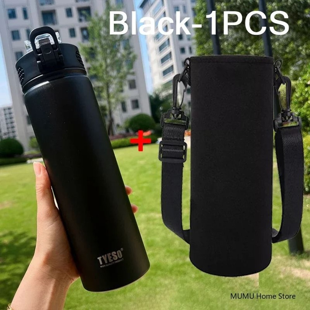 TYESO Stainless Steel Thermos Bottle With Straw 600ml 750ml Insulated Travel Cup 2