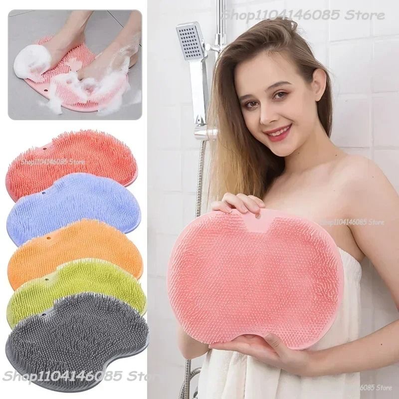 Silicone Back Scrubber And Shower Foot Scrubber Mat Non Slip Bath Massage Pad 0