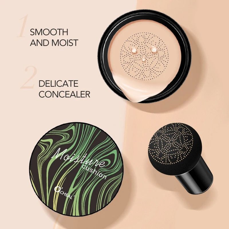 Ocheal BB Cream Cushion Foundation Air Cushion Compact With Mushroom Puff Concealer 4