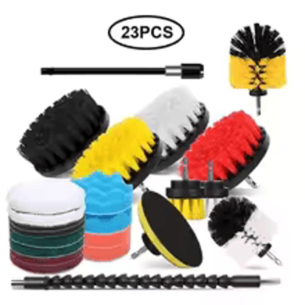 3 Pcs Drill Brush Kit Electric Scrubber Brush Set For Carpet Glass Car Tires Cleaning 12