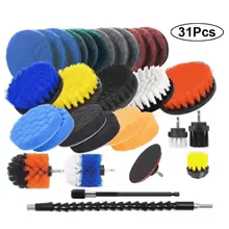 3 Pcs Drill Brush Kit Electric Scrubber Brush Set For Carpet Glass Car Tires Cleaning 13