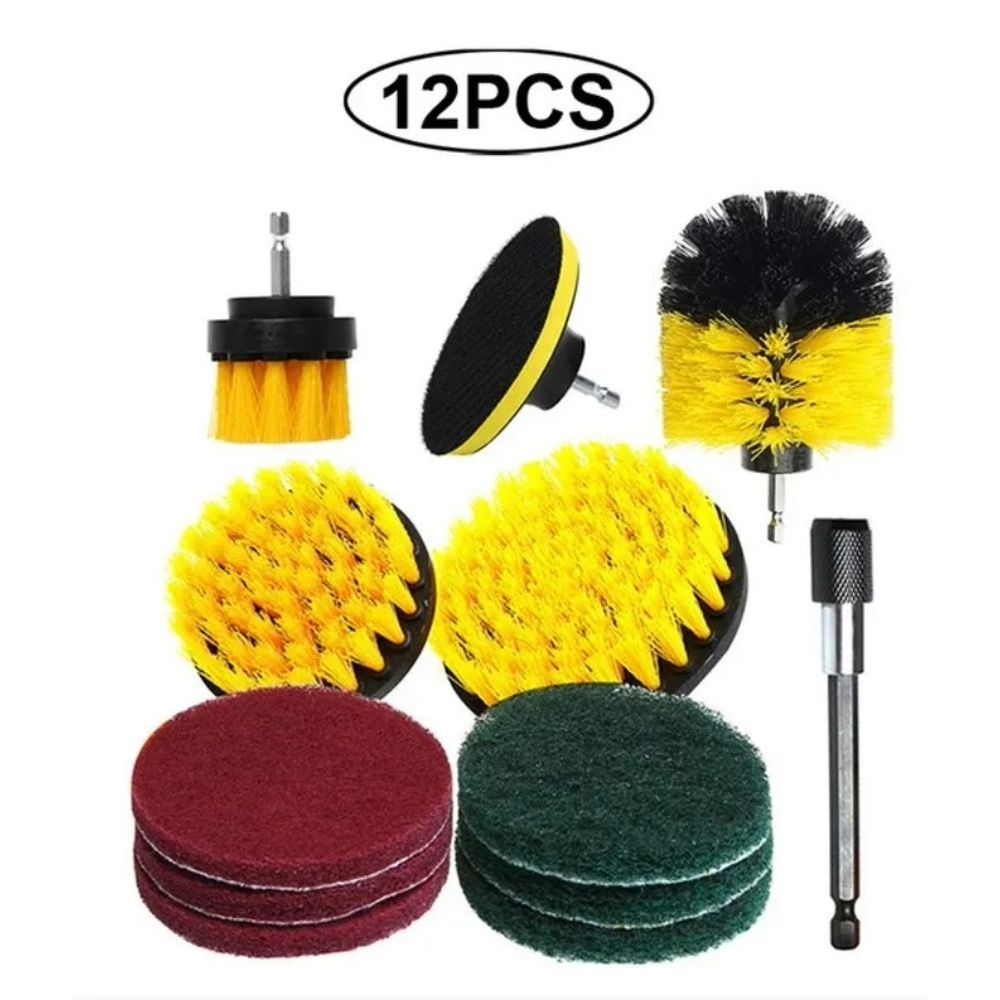 3 Pcs Drill Brush Kit Electric Scrubber Brush Set For Carpet Glass Car Tires Cleaning 9