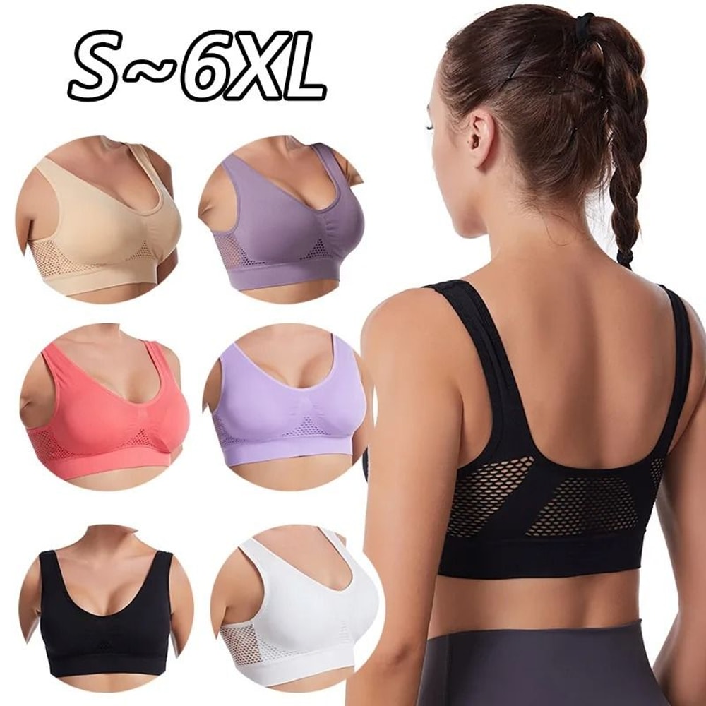 Seamless Sports Bra Wireless Yoga Bra Shockproof Gym Crop Top Plus Size 6XL 0