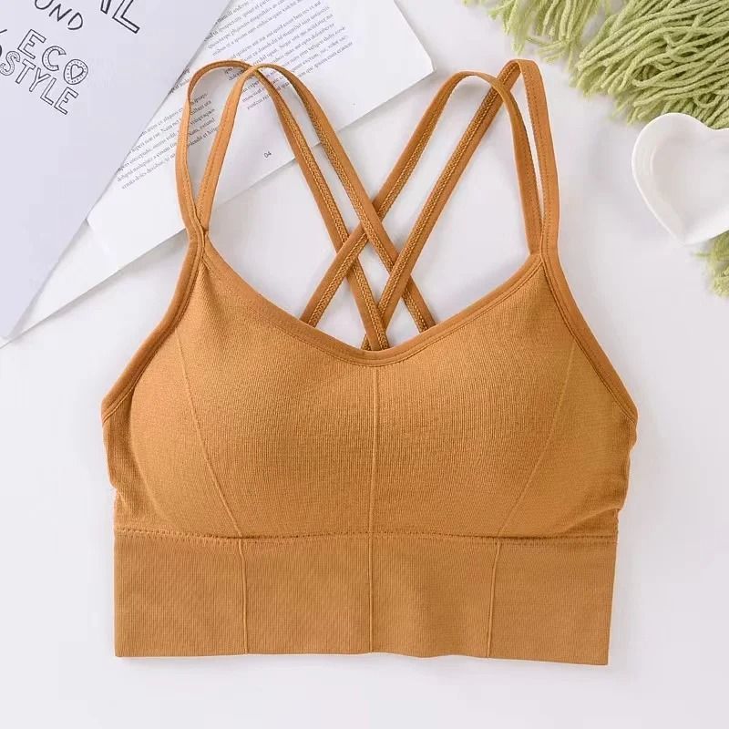Cross Back Sports Bra Push Up Yoga Bra Top Breathable Running Fitness Tank 5