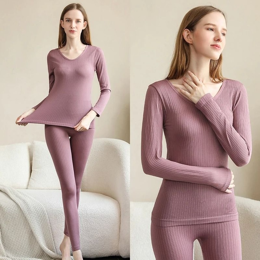 Warm Womens Thermal Underwear Set Long Johns With Shaping Fit And Soft Comfort 2