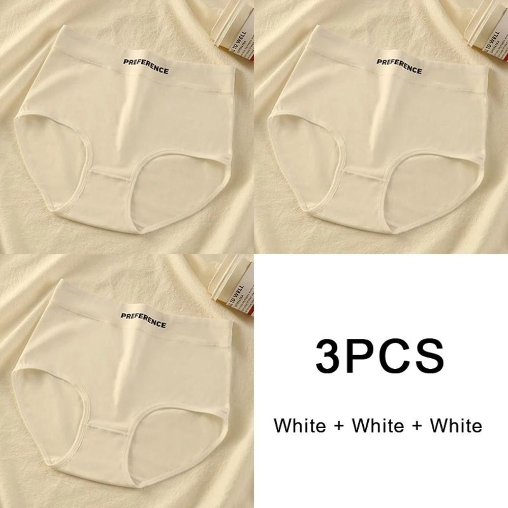 3 Pack High Waist Cotton Panties Comfortable Breathable Womens Underwear Briefs 1