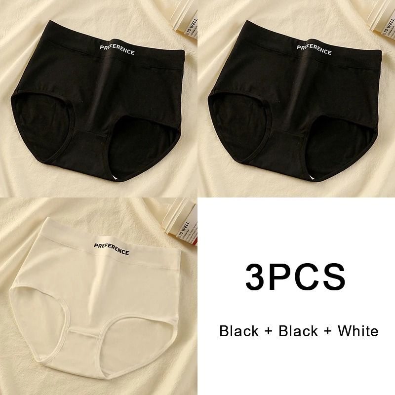 3 Pack High Waist Cotton Panties Comfortable Breathable Womens Underwear Briefs 6