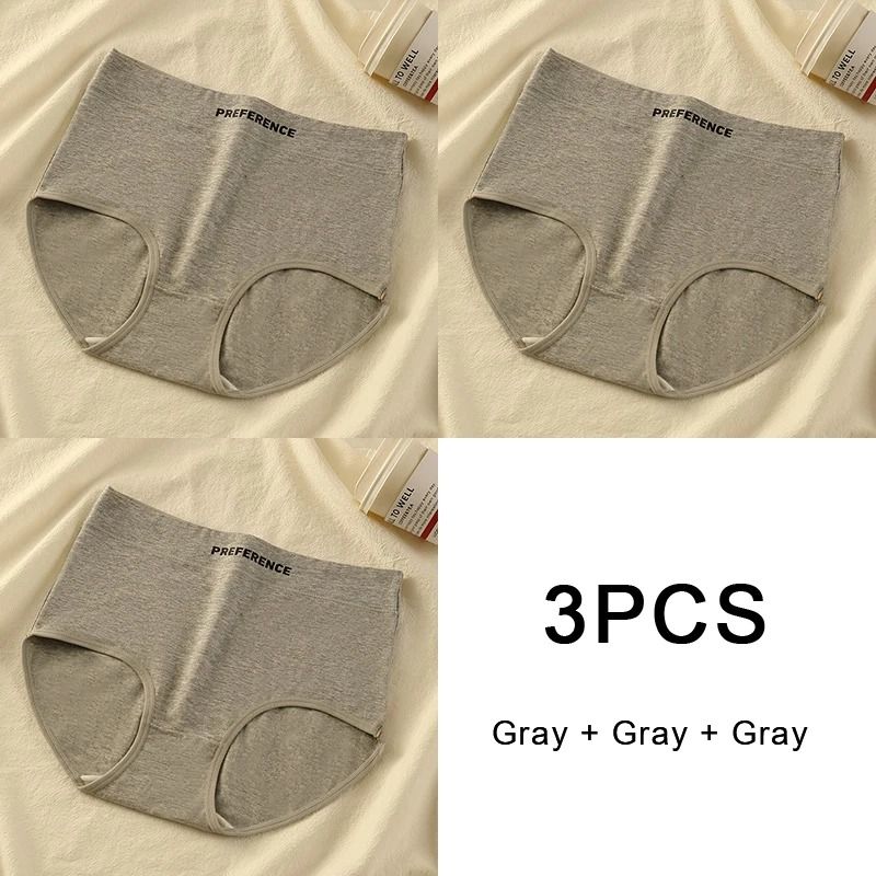 3 Pack High Waist Cotton Panties Comfortable Breathable Womens Underwear Briefs 3
