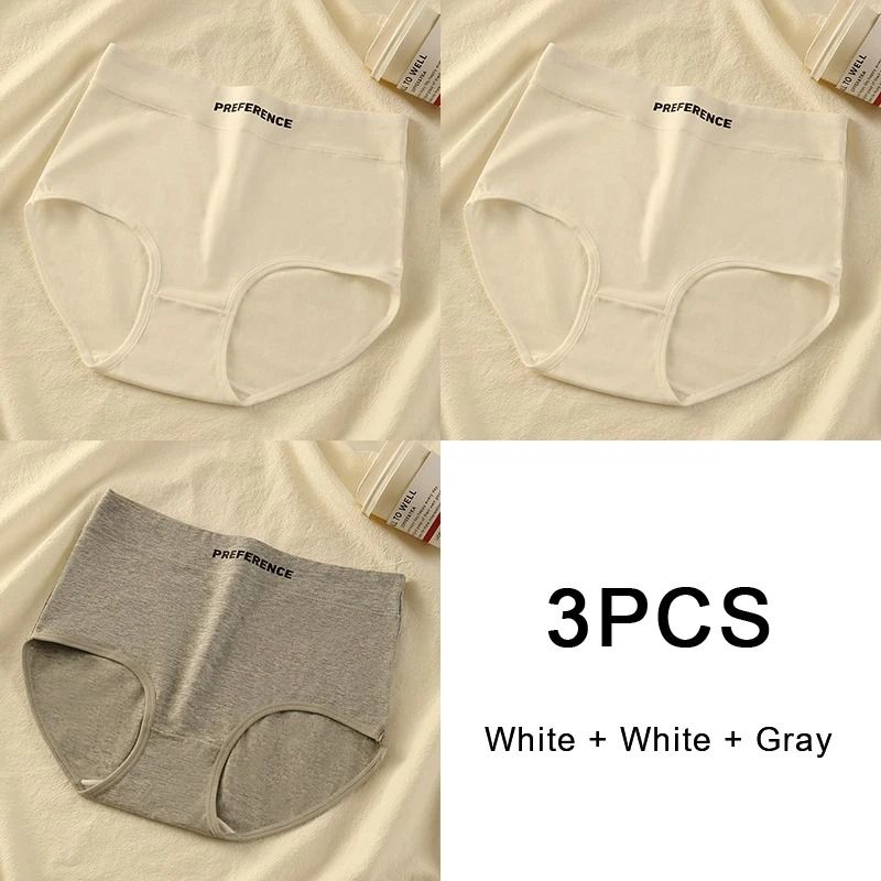 3 Pack High Waist Cotton Panties Comfortable Breathable Womens Underwear Briefs 5