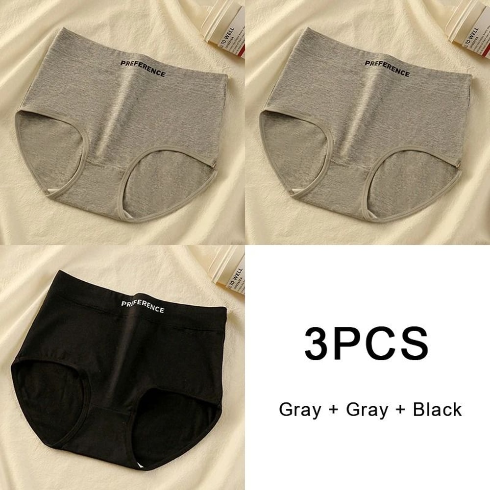 3 Pack High Waist Cotton Panties Comfortable Breathable Womens Underwear Briefs 9