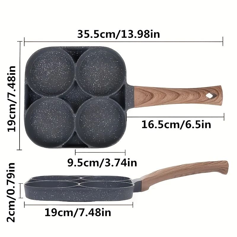 Nonstick 4 Cup Pancake Pan Multi Cavity Egg Frying Pan For Easy Breakfast 4