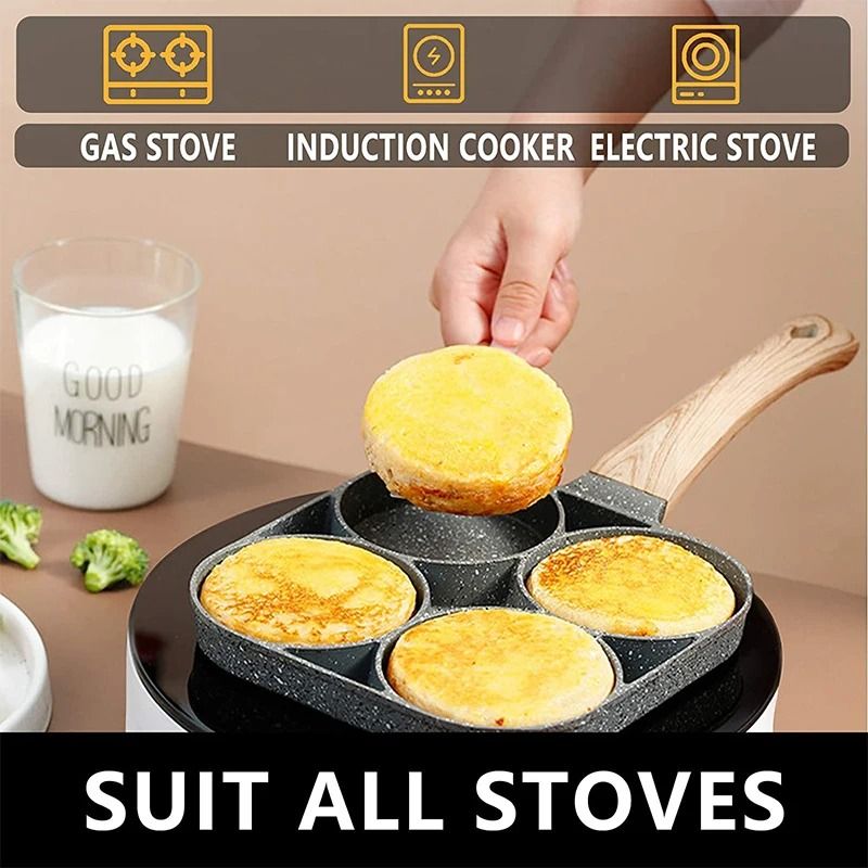 Nonstick 4 Cup Pancake Pan Multi Cavity Egg Frying Pan For Easy Breakfast 5