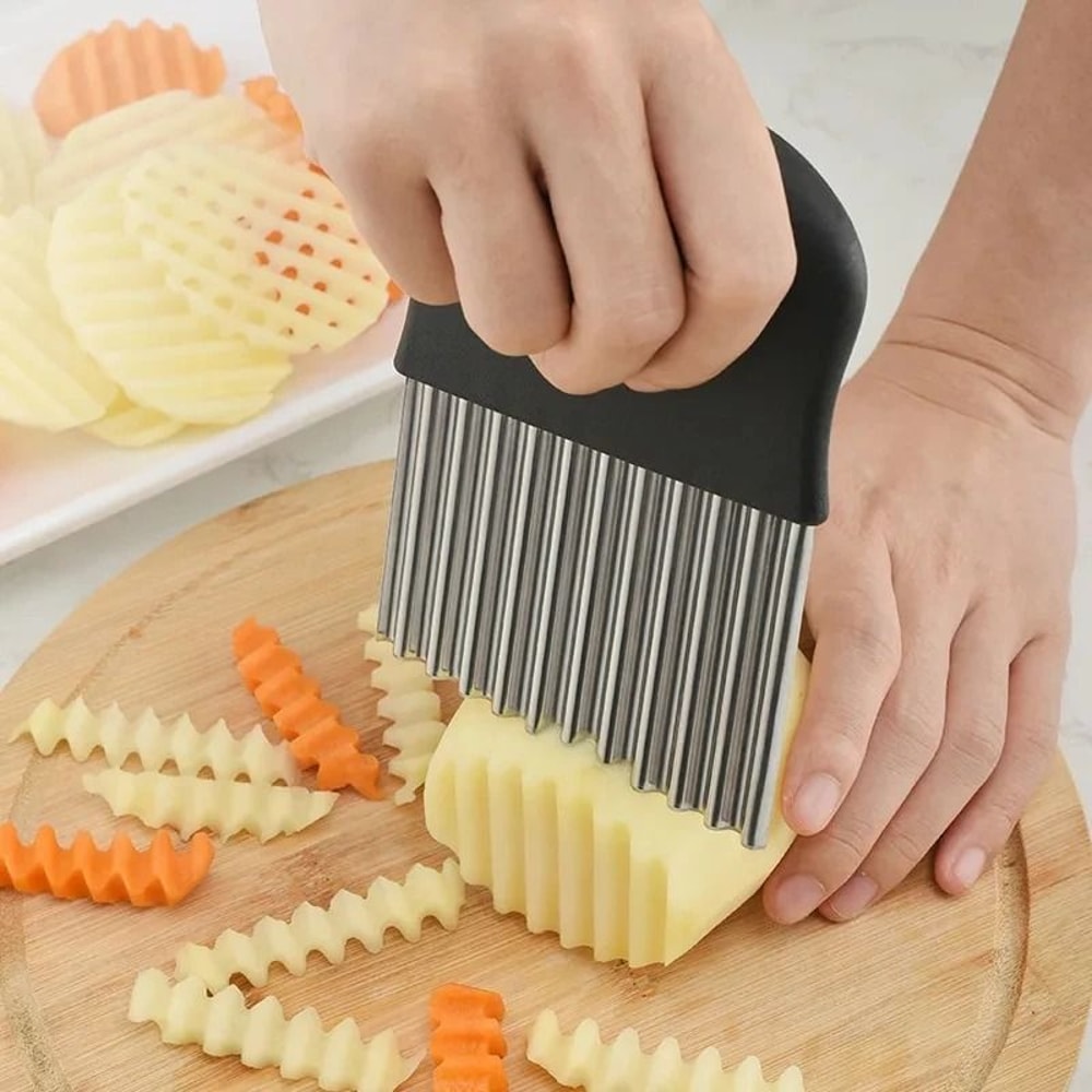 Stainless Steel Crinkle Cutter Wavy Potato Slicer For Fries Chips And Veggies 6