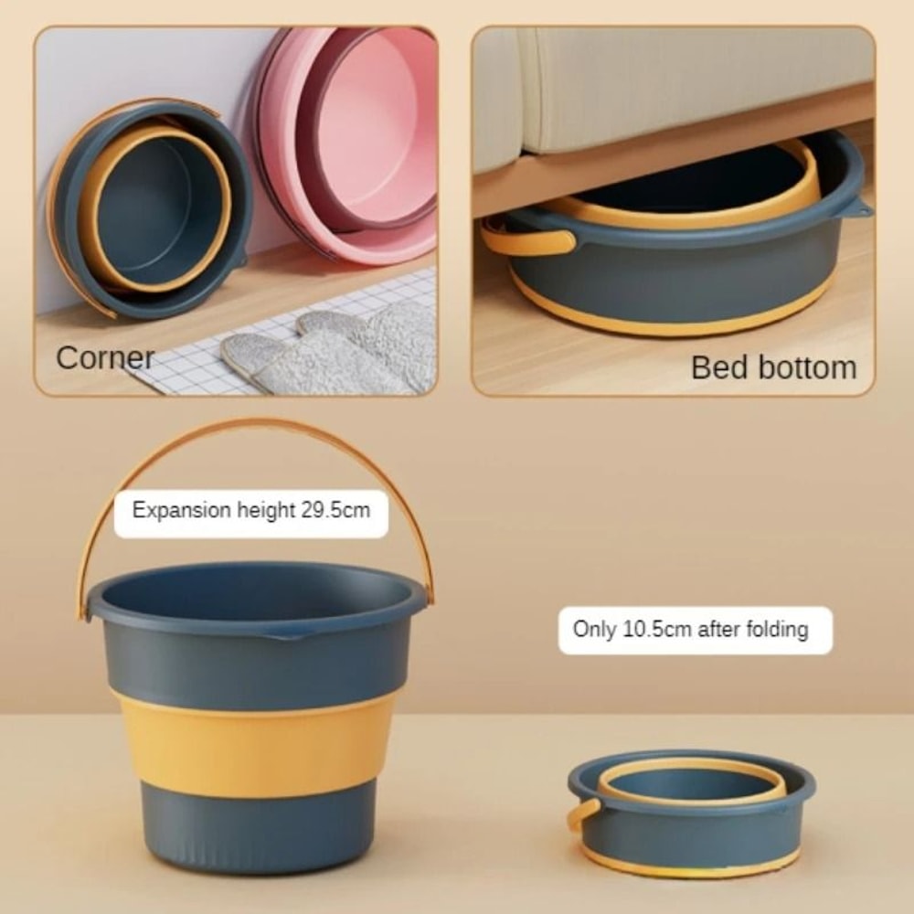 Folding Portable Bucket With Lid Collapsible Silicone Bucket For Camping And Home 11